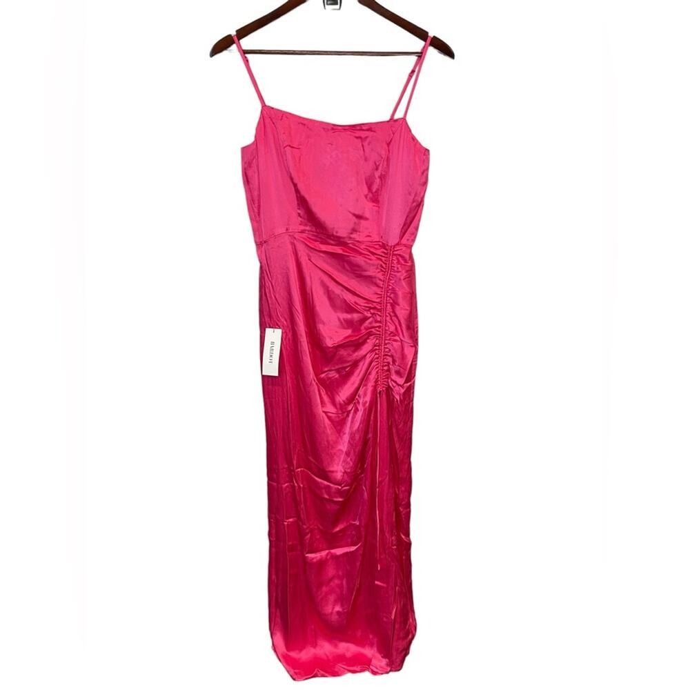 BARDOT NWT Zadie Rouched Midi Dress In Raspberry Pink Size US 8/Medium $129 MSRP - Picture 6 of 12